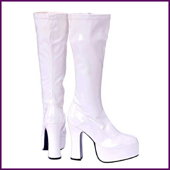 Thigh-High Stiletto Boots, Patent Leather, Side Zipper, Costume Footwear - Picture 4 of 5